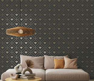 13081-Honeycomb-Bee-Charcoal_Gold-Room2_web