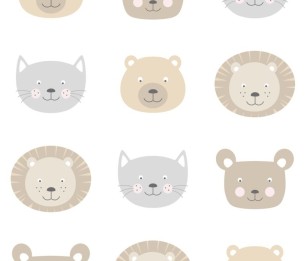 Tapeet XXL Cute Animal heads 158932