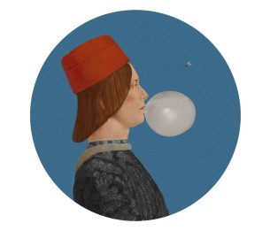 Isekleepuv tapeet Dots Boy With Bubble Gum Blue