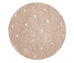 Washable rug Round Dot Rose