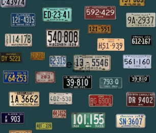 Wallpaper XXL Vintage License Plates 158502