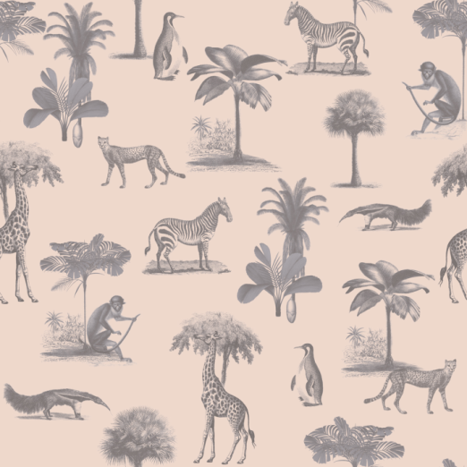 Fototapeet Vintage Animals Pink